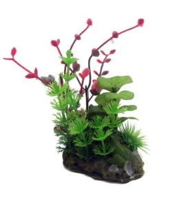 Aqua One Betta Green/Red Plant On Rock
