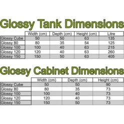 AquaEL Glossy 100 White Package 215L -Sea View Aquarium Shop aquaelglossy100dimensions