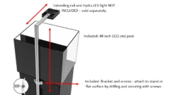 Aqua Illumination EXT Rail Post And Bracket Black